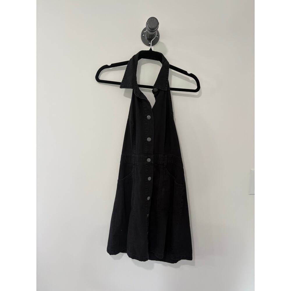 Free People Denim Halter Open Back Romper Dress Size S